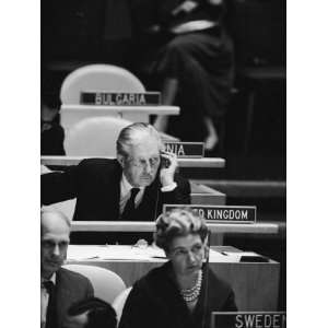 Harold Macmillan Listening to Speech at United Nations. 9 1 