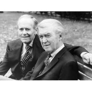 Henry Fonda Sitting with James Stewart on Bench in a London Park 