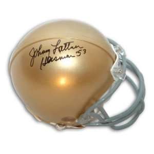 Autographed Johnny Lattner Notre Dame Mini Helmet Inscribed Heisman 53
