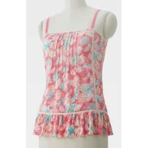  LC by Lauren Conrad Womens Pink Floral Pintuck Cami Tank 