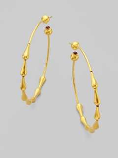 GURHAN   24K Yellow Gold & Ruby Hoop Earrings/2