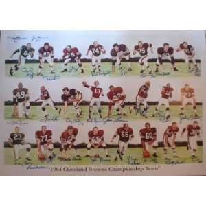  1964 Cleveland Browns Team Signed 24x34 Lithograph Sports 