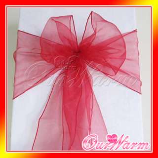 100 Red Organza Sashes Chair Cover Bow Wedding Decor  