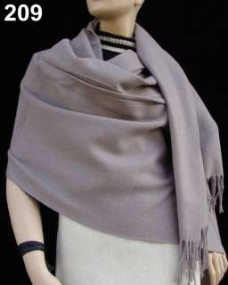 Womens 80x28 new Solid soft 100% 4 ply Cashmere Shawl Wrap Light Slate 
