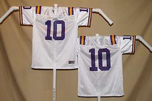 LSU TIGERS #10 Nike FOOTBALL JERSEY Youth Large NwT $44 retail wht 