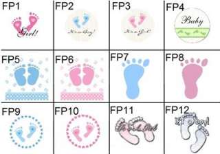 108 BABY SHOWER FOOTPRINTS KISSES CANDY LABELS FAVORS PERSONALIZED 
