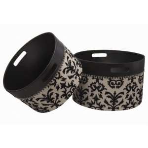  Lazy Susan 284024 Black Faux Leather and Flock Buckets 