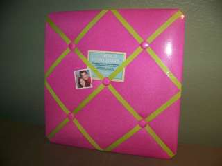 French Memo Board Hot Pink w/Lime Ribbon 12 x 12 New  