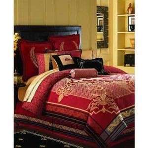   Linens Morgan Queen Comforter Red & Gold Retail $400 New  