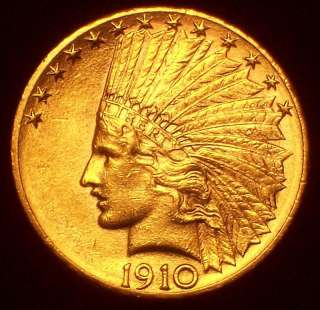 1910   D CH/GEM BU $10 INDIAN HEAD GOLD EAGLE US COIN  