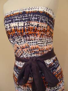 Milly of New York Brown Orange Black Multi Kali Strapless Dress NWT $ 