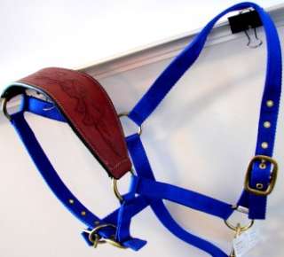 BLUE WESTERN SHOW BRONC HALTER HORSE NYLON TOOLED NEW  