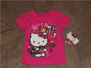 NWT Black Hello Kitty T Shirt Pink Rockstar Guitar 2T 3T 4T  