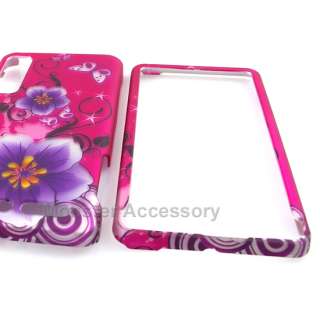 Pink Hibiscus Rubberized Hard Case Cover for Motorola Droid 3  