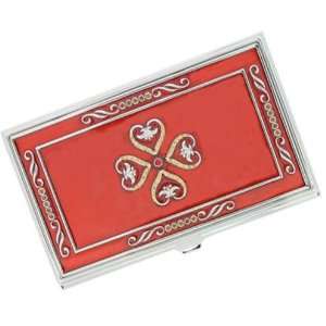 New   Ardena Red Lacquered Stainless Steel Business Card Case for 