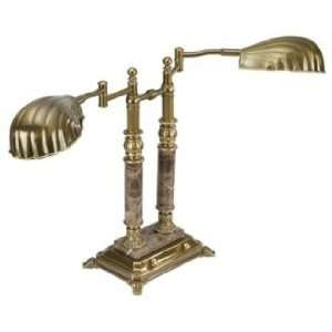    Brass with Marble Base Double Swing Arm Desk Lamp