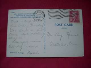 1956 HOLY GHOST CATHOLIC CHURCH DICKEYVILLE WI POSTCARD  