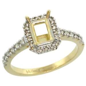  14k Gold Semi Mount (for 7x5 Emerald Cut Stone) Engagement 