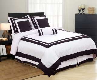 7pc Hotel Solid White Square Duvet Cover Bedding Set Queen  