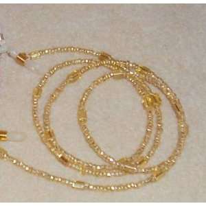   Gold Crystal Czech Beads Eyeglass Holder Chain 