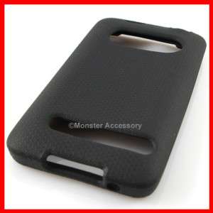BLACK Soft Gel Skin Case HTC EVO 4G Accessory Sprint  