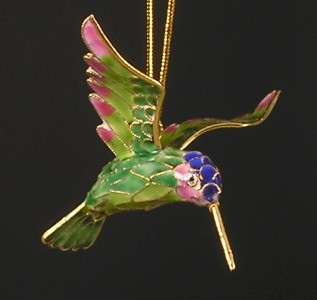 CLOISONNE HUMMINGBIRD HANGING ORNAMENT SET 6 Colors  