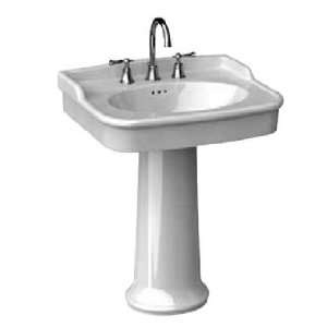   Savina 27 Pedestal Fire Clay Bathroom Sink with 8 Center and Ove