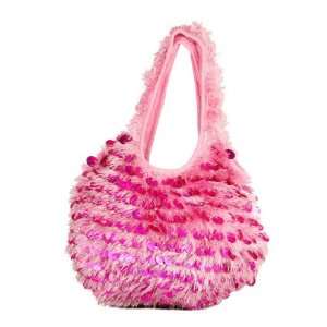   Purse Large Pink Hobo Handbag with Sequins and Fringe