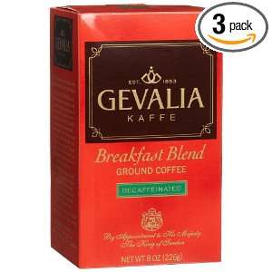 Gevalia Breakfast Blend Ground Coffee, Decaffeinated, 8 Ounce Packages 