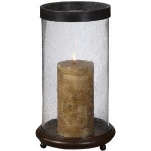    Layla Antiqued Hickory Wood and Glass Candle Holder