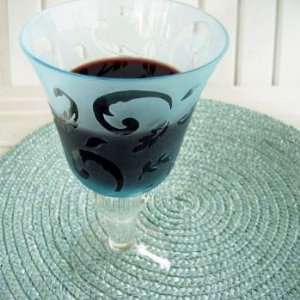  Recycled Glass   Etch Blue  14 oz. Wine Goblet Case Pack 