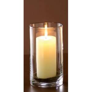 Hurricane Candle Holder with Candle   Medium (Clear/Ivory) (8.75H x 4 