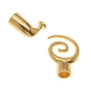  22K Gold Plated Glue In Sliding Toggle Clasp Small Spiral 