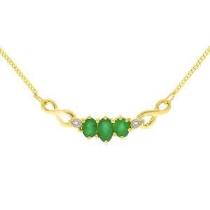  9ct Yellow Gold Emerald & Diamond Necklace Jewelry