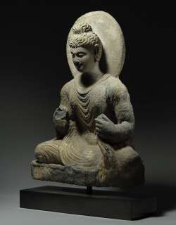 Ancient Gandharan   Buddhist Schist Seated Buddha Statue  