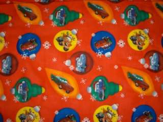 Disney Cars Christmas Ornaments Red Quilt Fabric BTY  