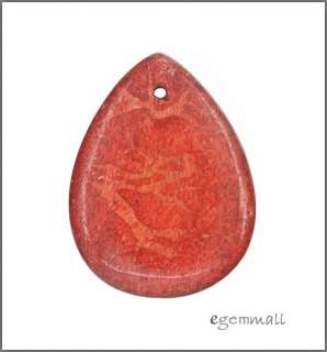 Large Red Sponge Coral Pear Drop Pendant Bead 29x39mm #63086  