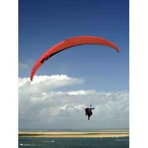  Red Hang Glider over Bay of Arcachon, Gironde, Aquitaine 