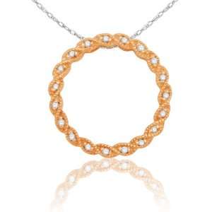 10k Rose Gold Diamond Circle Pendant (.07 cttw, H I Color, I2 Clarity 