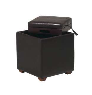 NEW EXPRESSO FAUX LEATHER FLIP TOP STORAGE OTTOMANS  