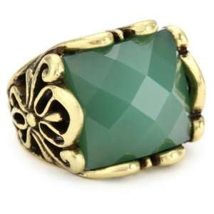  Lucky Brand Large Green Set Stone Ring, Size 7: Jewelry