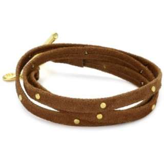 gorjana Graham Tan Satin Leather Studded Wrap Bracelet   designer 