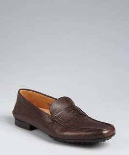 Car Shoe brown leather penny loafers