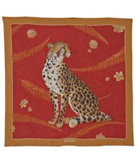 Ferragamo red silk twill floral cheetah print scarf  BLUEFLY up to 70 