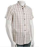 style #303398301 white cotton plaid Parson button down shirt