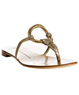 Giuseppe Zanotti pewter leather jeweled ring flat sandals  BLUEFLY up 