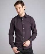 Just A Cheap Shirt plum and grey cotton long sleeve button front shirt 