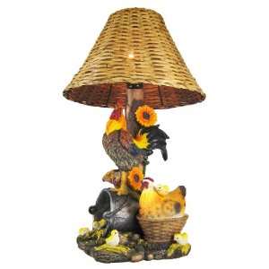    Country Rooster Family Table Lamp Farm Nature