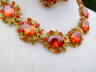   Collection Orange Hyacinth Antique Gold Victorian Style Necklace