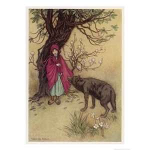  Little Red Riding Hood Meets the Wolf in the Woods 